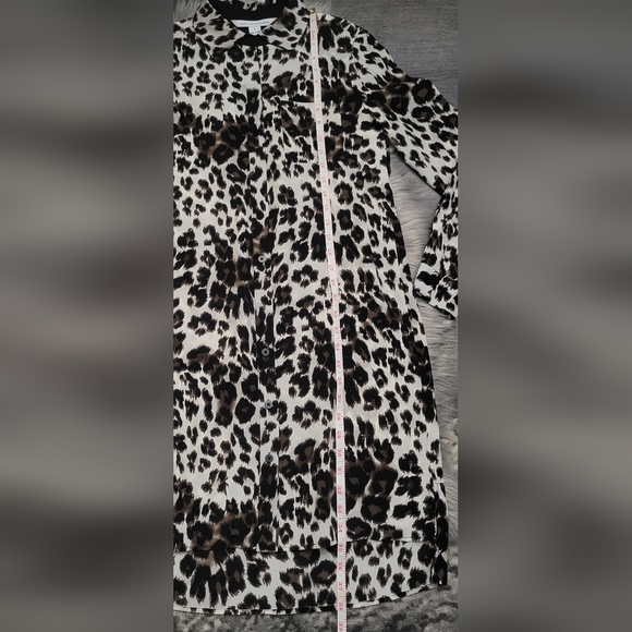 Diane Von Furstenberg DVF Prita Silk Animal Print Long Sleeve Shirtdress Size 0 - Picture 5 of 13